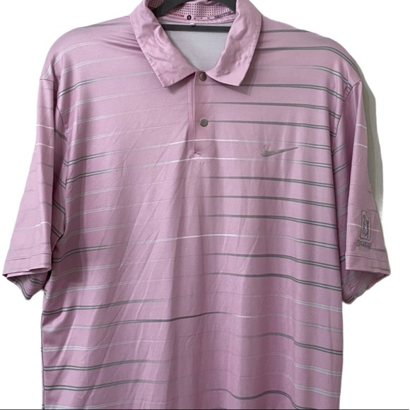 Tiger Woods Nike Golf Lavender Gray Striped Polo - Picture 3 of 9